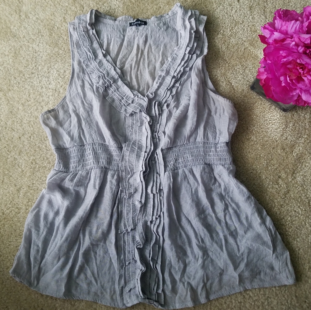 Gray light weight empire top